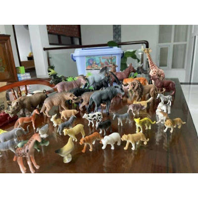 Bộ mô hình động vật 58 chi tiết thú rừng hoang dã nhựa an toàn giúp bé nhận biết thế giới xung quanh
