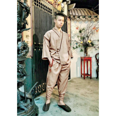 ĐỒ LAM ĐI CHÙA Set Nam Cao Cấp  Vạt Xéo