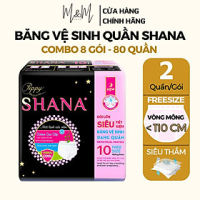 Combo 40 gói Băng vệ sinh quần Shana Freesize Siêu mềm Siêu thấm hút 2 quần/gói