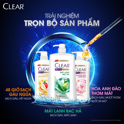 Dầu gội đầu Clear Mát Lạnh Bạc Hà sạch gàu ngứa và vi khuẩn suốt 48 Giờ 1.4kg