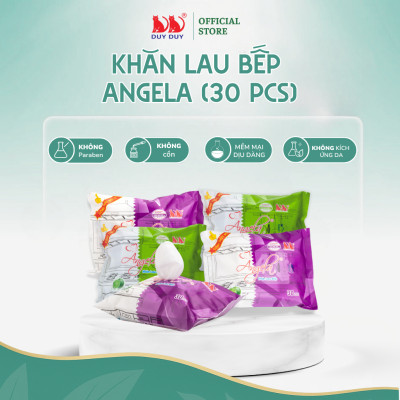Combo 10 gói  Khăn lau bếp Angela vải bi 30 tờ (24x31cm) hương chanh diệt khuẩn và khử mùi tối đa