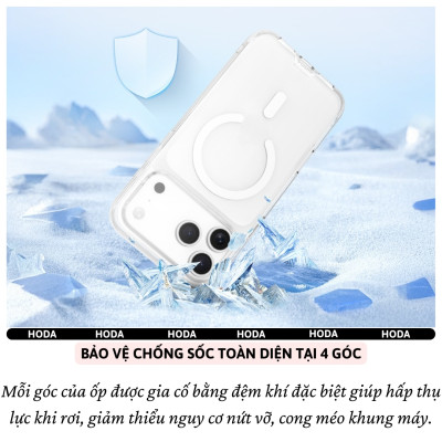 Ốp lưng kính cường lực chống sốc 2m viền TPU Hoda Crystal Pro trong suốt clear cho IPhone 17 Air 17 Pro Max 17 Pro 16 Pro Max 16 Pro - Hàng nhập khẩu