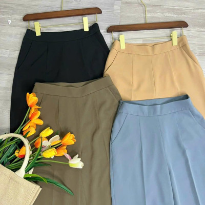Quần Tây suông dài-dây kéo bên hông Women dây kéo 1 bên nhiều màu