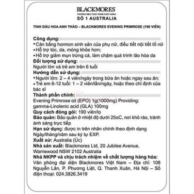 Viên uống Blackmores Evening Primrose Oil hỗ trợ làm đẹp da - Hàng chính hãng