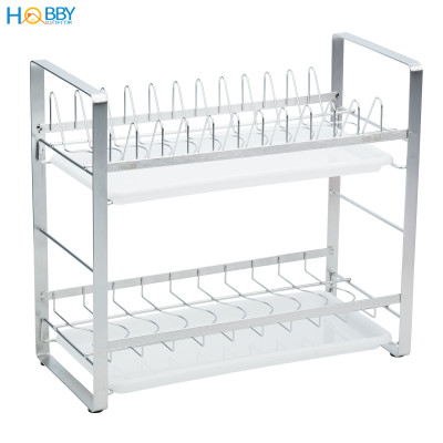 Kệ úp chén đĩa 2 tầng inox 304 có khay hứng nước Hobby home decor UCD