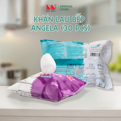 Combo 10 gói  Khăn lau bếp Angela vải bi 30 tờ (24x31cm) hương chanh diệt khuẩn và khử mùi tối đa
