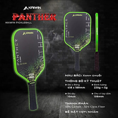 Vợt Pickleball KAIWIN PANTHER Chất Liệu Carbon và sợi thủy tinh GRAPHITE phiên bản cải tiến 2024