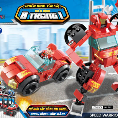 Bộ 8 Đồ Chơi Lắp Ráp Chiến Binh Tốc Độ Biến Hình 8 Trong 1 - Speed Warrior - Toys&Joys 8539 (886 Mảnh Ghép)