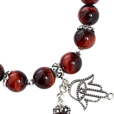 Vòng Thạch Anh Mắt Hổ Phối Charm Bạc Ngọc Quý Gemstones VT11