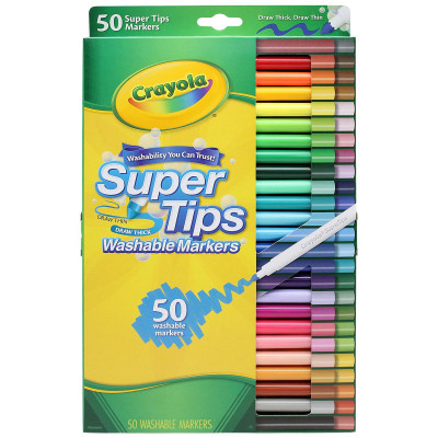 Hộp 50 Bút Lông Màu Super Tips - Dễ Tẩy Rửa - Crayola 585050