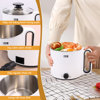 Nồi lẩu điện mini đa năng Lebenlang LBEC0808 1500ml - Hàng chính hãng