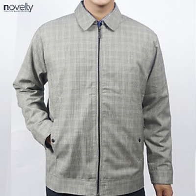 Áo Jacket nam 2 lớp cổ bẻ Novelty Casual caro nhỏ màu xám NJKMCNMT3B2305682