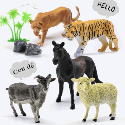 Bộ mô hình động vật 58 chi tiết thú rừng hoang dã nhựa an toàn giúp bé nhận biết thế giới xung quanh