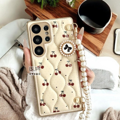 Ốp Lưng TPU Chỉ Nổi Họa Tiết Quả Cherry Cho Samsung S25 Ultra / S25 PLus / S24 PLus / S24 Ultra / S23 Ultra