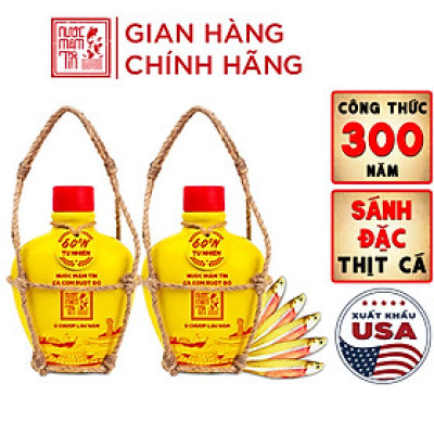 Đặc Sản Phan Thiết - [Combo 02 Bình Gốm 60 Đạm] Nước Mắm Tĩn Cá Cơm Ruột Đỏ Độ Đạm 60N 250Ml Rin Nguyên Chất Không Chất Bảo Quản