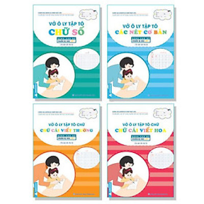 Sách - Vở Ô Ly Tập Tô - Nét Cơ Bản, Chữ Cái, Chữ số - Bộ 4 Cuốn