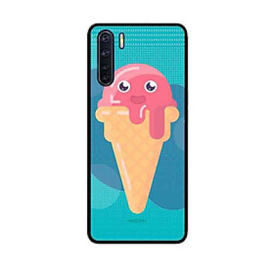 Ốp Lưng in cho Oppo A91 Mẫu Kem Mặt Cười Nền Hồng - Hàng Chính Hãng