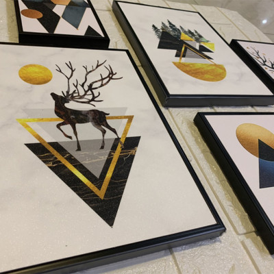 Bộ 06 tranh treo tường phòng khách, phòng ngủ chủ đề Bắc âu - tặng kèm khung và đinh 3 chân THD22 size lớn(75x115cm)