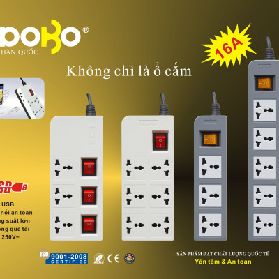 Ổ Cắm Dài 5 Ổ Cắm Dobo Electric Korea (16A - 3m) - Trắng