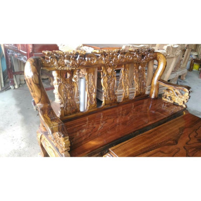 BỘ BÀN GHẾ GỖ TRÀM TAY 12 MINH QUỐC ĐÀO PHUN VÂN 6 MÓN