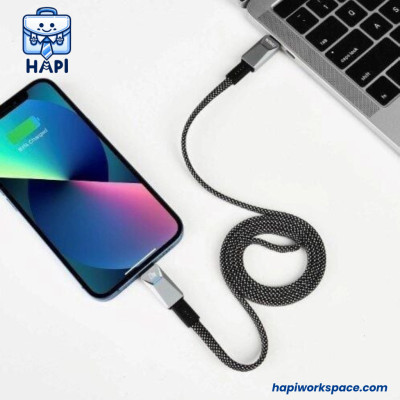 Cáp sạc hàng chính hãng WiWU Cyperlink Type-C to L Wi-C077 dây dù nylon siêu bền, truyền đẫn ổn định