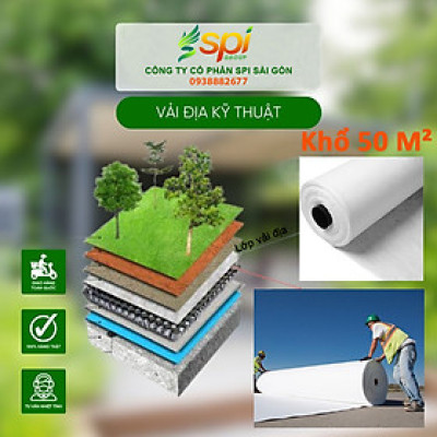 Vải địa kỹ thuật ART không dệt Khổ 50m2 | Trồng cây phủ đất | chống cỏ | Phủ gốc cây | Chất lượng tốt nhất thị trường