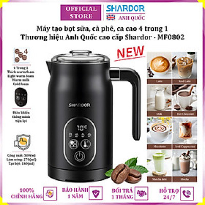 Máy đánh sữa tạo bọt cà phê, ca cao 4 trong 1 thương hiệu Anh Quốc Shardor MF0802 - Hàng nhập khẩu