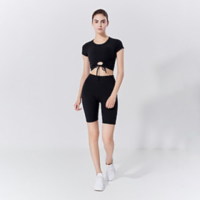 Set Đồ Tập Yoga Gym Luxury Hibi Sports H158, Kiểu Áo Có Tay Khoét Tròn Cột Dây, Kèm Mút Ngực