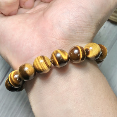 Vòng tay Thạch Anh Mắt Hổ vàng nâu 12mm cao cấp chuẩn 5A