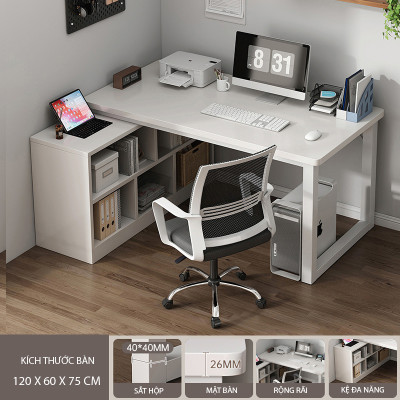 Bàn làm việc chữ L kèm kệ sách thông minh thương hiệu IGA - GM131
