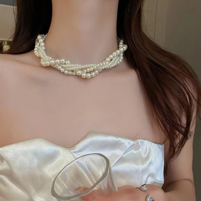 Dây chuyền vòng cổ ngọc trai nhiều lớp sang chảnh khí chất tiểu thư Hàn Quốc