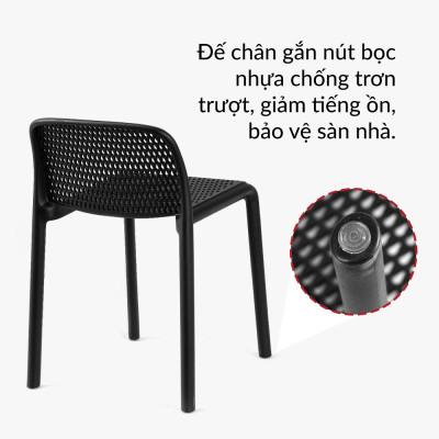 Ghế nhựa đúc tựa thấp thoáng khí Roel