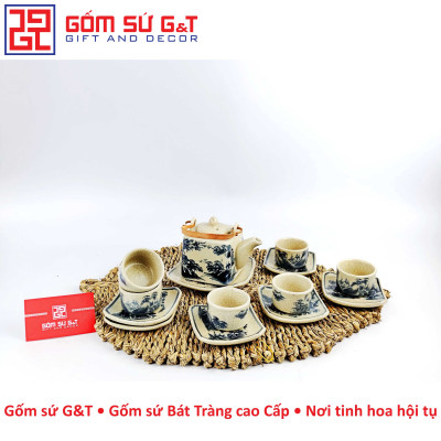 Bộ trà vuông sơn thủy men rạn Gốm Sứ G&T