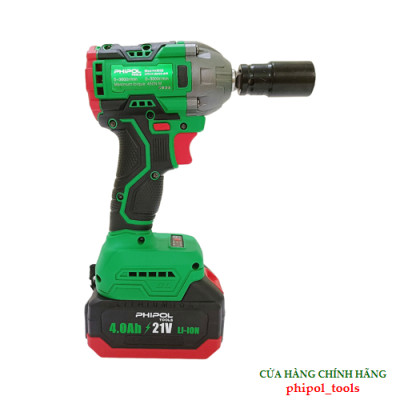 Combo Máy siết bu lông 21V động cơ không chổi than PHIPOL TOOLS PH3032 Kèm 2 pin và sạc - Hàng Chính Hãng