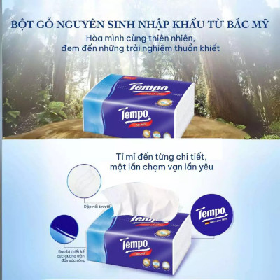 Combo 2 Lốc Khăn Giấy Gói Rút Tempo Không Mùi (Lốc 4 Gói)