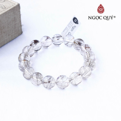 Vòng tay thạch anh tóc bạch kim 12mm hợp mệnh kim, thủy - Ngọc Quý Gemstones