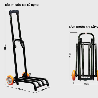 Xe Đẩy Xếp Gọn THÁI SƠN - Sắt, Sơn tĩnh điện, Tải trọng 70 Kg - ( HÀNG CHÍNH HÃNG - ĐỔI TRẢ MIỄN PHÍ )