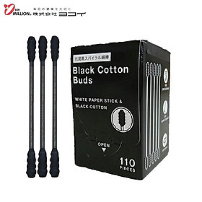 Hộp 110 tăm bông kháng khuẩn Sanritsu, 100% bông gòn tự nhiên mềm mại không gây đau rát khi sử dụng - nội địa Nhật Bản 