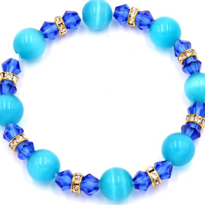 Chuỗi tay đá mắt mèo xanh 10 ly FTMXX7