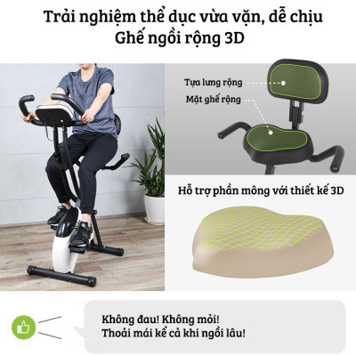 Xe đạp thể thao tại nhà gấp gọn 10 cấp độ kháng lực cảm biến nhịp tim hoạt động êm ái tải trọng 120kg