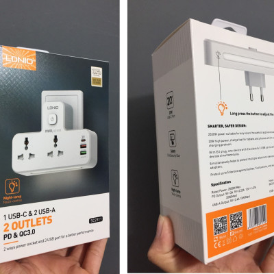 Ổ cắm đa năng 2500W hỗ trợ sạc nhanh QC18W PD20W LDNIO SC2311 _ Hàng chính hãng