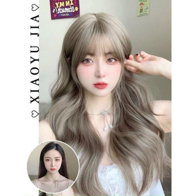 Tóc giả xám nâu xoăn 