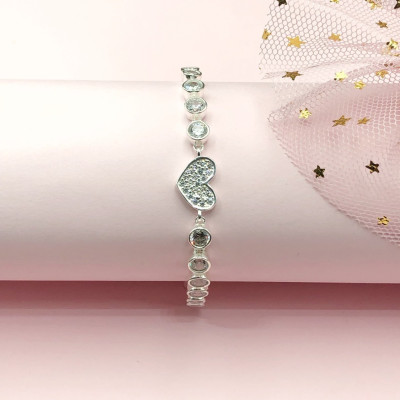 Lắc Tay Nữ Bạc 925 Trái Tim Đính Đá LTU593