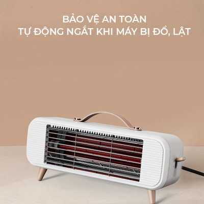 Máy sưởi phòng hồng ngoại 350W sưởi ấm cực nhanh, nhỏ gọn, sưởi ống thạch anh, an toàn chống cháy-Hàng nhập khẩu