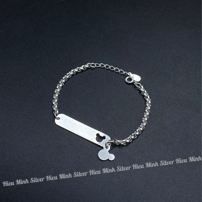 Lắc tay Cho Bé Bạc Ta Nguyên Chất S99 Chuột Mickey Chính Hãng Bạc Hiểu Minh LTE567 