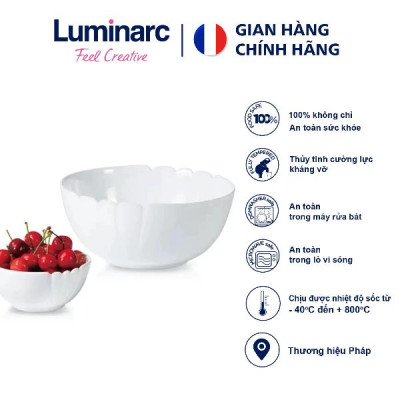 Bát tô đựng canh,salad trộn thủy tinh Luminarc Lotusia 21cm N3619 | Hàng chính hãng