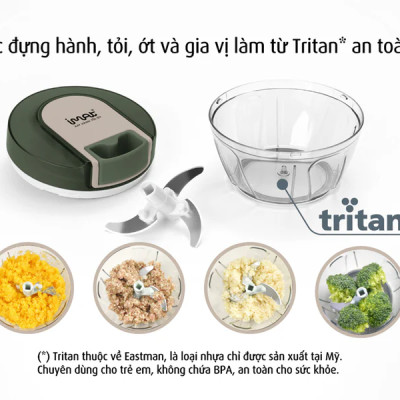 Cối xay tỏi ớt gia vị kéo tay iMat. Cối bằng nhựa Tritan trong suốt an toàn, lưỡi xay 3 tầng sắc bén Chưa có đánh giá