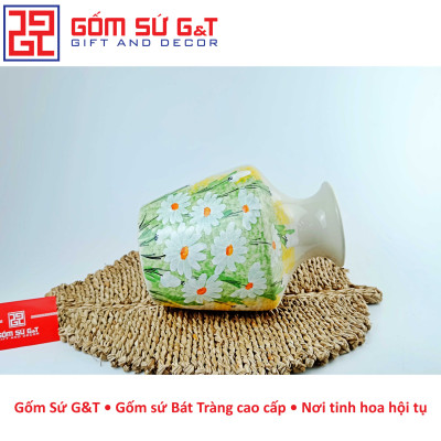Lọ hoa vai vuông vẽ cúc họa mi Gốm Sứ G&T