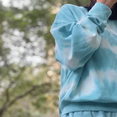 Bộ nỉ Victoria Secret màu xanh loang unisex mềm mịn, thoải mái cho vận động thể thao và phù hợp cả mặc nhà