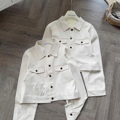 Áo Khoác Jean Nữ Màu Trắng Dáng Basic Dễ Phối